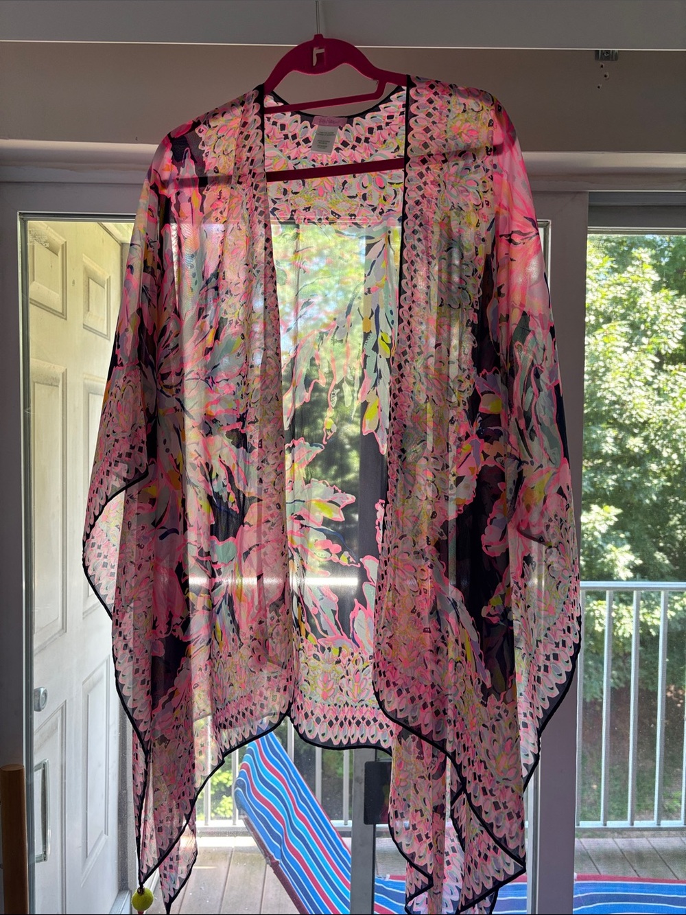 Lilly Pulitzer Pink Floral Sheer Kimono